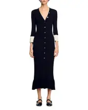 Sandro Two Tone Knit Maxi Dress
