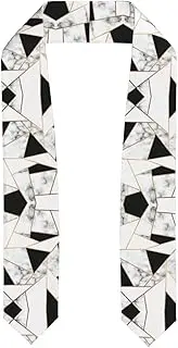 [WURTON] Black And White Marble Texture Print Unisex Adult Graduation Stole Class Of 2024 Polyester Shawl Stole With Trim Honor