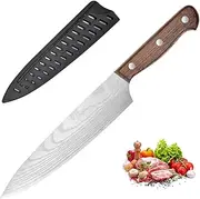 Astylway Chef Knife Starter 8 inch Full Tang Super Sharp Chef's Knife Home Cook Kitchen Knife Premium Carbon Stainless Steel Universal Knife with Ergonomic Wooden Handle in Gift Box