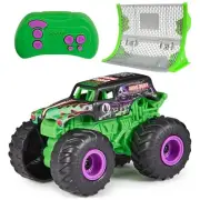 , Official Grave Digger Remote Control Monster Truck with Ramp, Small 1:64 Sc...