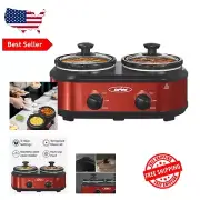 Double Slow Cooker & Buffet Server - 2.5 Quart Dual Pot - Red Stainless Steel