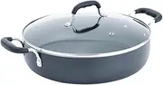 T-fal A84284 Nonstick Deep Covered Everyday Pan with Silicone Loop Handles Cookware, 12-Inch, Black