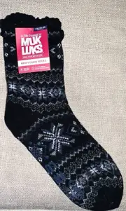 New! Men's Black "Christmas" Cozy MUK LUKS "Cabin SOCKS" sz L/XL 11-13 NWT