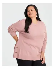 [Taking Shape] Soft Touch Button Jumper Dusty Pink