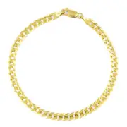 10K Yellow Gold Solid 5mm Concave Curb Cuban Chain Italian Link Mens Bracelet 9"
