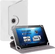 Leather Cover Case Stand for Samsung Galaxy Tab S8 S9 & FE 10.9 A9+ Plus 11" A7 10.4'' Wallet 360 Rotating (White)
