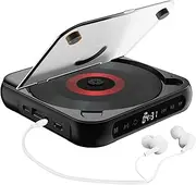 BT5.1 CD Player Portable Music Player FM Radio Desktop CD Runner with Cover Display 6 Modes A-B Repeat r Remote Control Black One Size