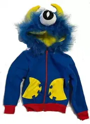 HAHA Hoodie BLUE One Eye Monster Jacket Sweater Halloween Costume Child S 4-6