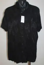 Burton London Short Sleeve Shirt Smart Casual Men's Size XL BNWT Black