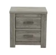 Rustic Nightstand | Light Grey Bedside Table | 2 Drawers