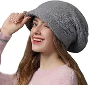 [Bonvince] Slouchy Beanies for Women Fleece Lined Winter Hats Soft Warm Beanie Hat Ladies Knitting Skull Beanies with Visor