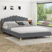 ALFORDSON Bed Frame King Size Upholstered Platform Base Grey Fabric TANIA