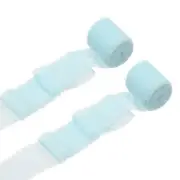 2 Rolls Chiffon Ribbon, 1.5 Inch x 5 Yard Silk Ribbon, Light Blue