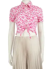 Pink Leopard Knot Detail Shirt