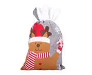C317 Christmas Gray Non-woven Drawstring Christmas Gift Bag Drawstring Pocket Candy Bag for Christmas Wedding Party