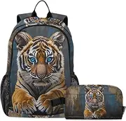 [YXYZRMY] Bengal Cat Blue Eye Backpack with Lunch Box Daypack Book Bag Shoulder Bag with Lunch Bag Set for Women Men Laptop Travel Daypack, Multi-colored, One Size, Daypack Backpacks, Multi-colored, One
