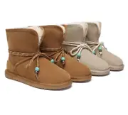 AUSTRALIAN SHEPHERD® 2-Way Style UGG Boots Women Sheepskin Wool Adjustable Strap Carlos - Chestnut / AU Ladies 4 / AU Men 2 / EU 35