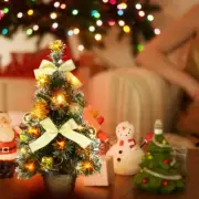 Tabletop LED Artificial Small Mini Christmas Tree Desk Ornaments Xmas Home Decor