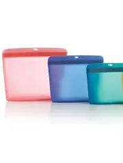 Tupperware The Ultimate Silicone Slim Bag Freezer Oven Microwave Safe Set 3 New