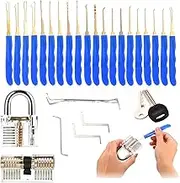 GOSO 24pcs Lock Pick Practice Set with 2pcs Transparent Training Locks,Unlock Kit for Men,Locksmith