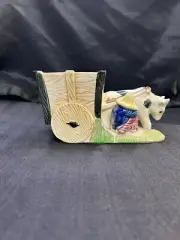 Vintage Planter Oxen Driven Cart & Man w/sombrero napping, Made in Japan