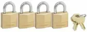 Master Lock Padlock, Solid Brass Lock, 3/4 in. Wide, 120Q 4 PACK Keyed Alike NEW