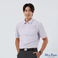 在飛比找momo購物網優惠-【Blue River 藍河】男裝 白色短袖襯衫-紫色條紋(