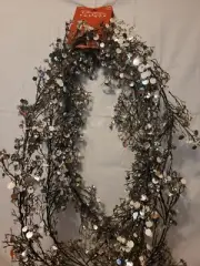 Christmas tree Garland faux tree branches with silver sequins. 6ft set of 3 nwt