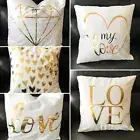 Gold Heart Accent Throw Pillow Cover Only White Gold 17" No Insert SET Of 5