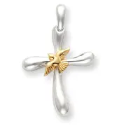 Sterling Silver & Vermeil Dove Cross Pendant