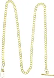 [WOFASHPURET] Pocket Watch Albert Vest Chain, Stainless Steel Pocket Watch Chain with T Bar & Lobster Clasps, Men Apparel Accessory Vest Hanging Chain