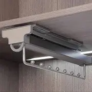 Retractable Closet Pull Out Rod Wardrobe, Bearing 40kg Pull Out Closet Rod extendable, damping double track Extendable Clothes Hanger, Pull-Out Closet Valet Rod, aluminum alloy trouser rack (Color