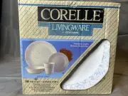 Vintage Corelle SEA AND SAND Blue & Tan 16 Piece Set New In Box Service For 4