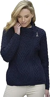 [Aran Crafts] Women's Irish Cable Knitted Side Zip Cardigan (100% Merino Wool)