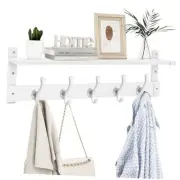 Coat Rack With Wall Shelf, 29" Wooden Entryway Floating 29 Inch Long White