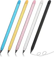 Ctosree 5 Pcs Metal Inkless Pencil Reusable Everlasting Pencil Aluminum Nib Metallic Erasable Pencil for Kids Student Teacher School Classroom Reward Gift Drawing Drafting Writing