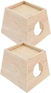 HIAKDOFT 2Pcs Small Pet Wooden Shelter House for Rutin Chicken Breeding Windproof and Comfortable Incubation Box Hideout for Hamsters and Small Animals Durable Wooden Design
