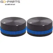 40x18mm Machined Solid Aluminum Knob With Blue Ring for AMP CD Volume Black 2PCS