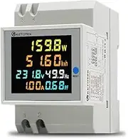 Single Phase Energy Meter Din Rail Electricity Usage Monitor AC 40-300V 100A Voltmeter Ammeter Watt Kwh Frequency Power Meter Built-in CT 110V