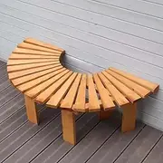 Semicircular Round Tree Bench, Wooden Park Front Porch Benches for Outside, Backless Wood Bench Weatherproof Durable Slatted Seat for Garden Lawn Backyard(Half Round)