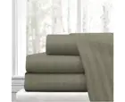 Grey 2000TC Soft Microfibre 1Cm Stripe Fitted, Flat Sheet Set Size:King Single