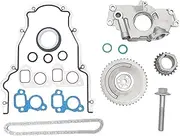 X AUTOHAUX 1 Set Oil Pump Timing Chain Kit 12710303/12633904 for Cadillac Escalade 2002-2006 5.3L 6.0L Long-Lasting Sealing Metal Silver Tone Timing Cover Gasket Cam Sprocket
