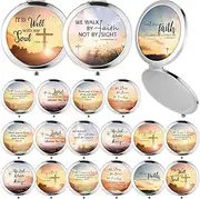 RattanView 18 Pcs Christian Compact Mirrors Gifts for Women Religious Pocket Mirror with Bible Verse Scripture Quote Inspirational Gifts for Coworkers Teacher Employees Travel Purse Makeup Mirror