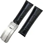 [TOPBD] Metal End Genuine Leather Watchbands for Rolex Daytona SUB Submariner GMT Master Yacht 20mm Watch Strap Green Blue Black Band 17.5-18.5cm Wrist
