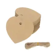 100 Pcs Blank Gift Tags with String, 2x1.8" Heart Kraft Tags, Brown