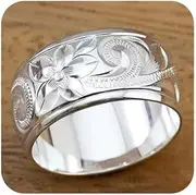 [LMCIEZR] 925 Sterling Silver Carved Flower Pattern Scroll Promise Ring Stackable Wedding Engagement Band Engraved Rose Flower Ring VintageCarved Rose Ring for Women 6-10