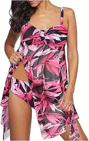 [Generic] Women Board Shorts for Swimming Women Mesh Print High Waisted Bikini Sexy Push Up Two Piece Swimsuits Vintage Swimsuit Two Piece Retro Ruched High Waist Print Bikini Set Plus Size Swimsuits Women 4X