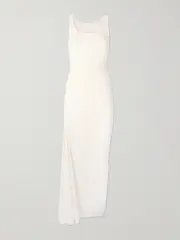 [Alaïa] Alaïa - Gathered Stretch-jersey Midi Dress - White - FR 42 FR 42 White