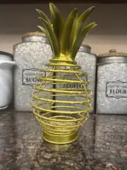 Pineapple LED Outdoor Candle Light, Gold Metal Lamp