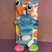 AFP All For Paws Blue Monster Squeaker Squeaky Dog Toy Plush Smile Eyes